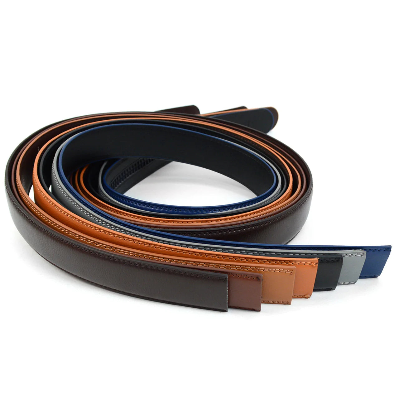 Cinturón de trinquete con hebilla deslizante de cuero genuino